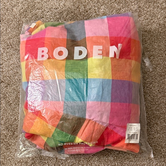 Boden Lola Blouson Rainbow Multi-Gingham Plaid Maxi Dress Women’s US size 4. - Picture 13 of 13